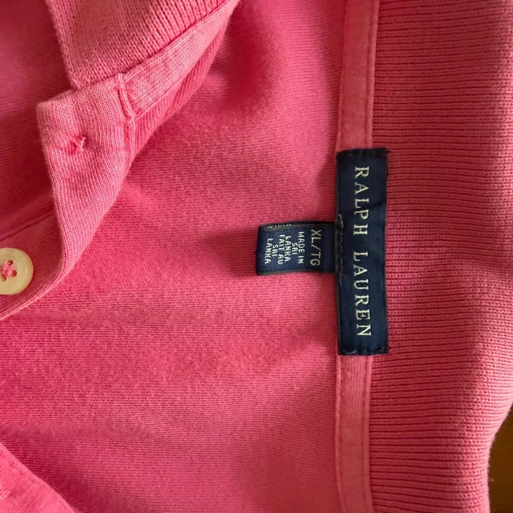 Ralph Lauren Pink Cotton Pique Polo Shirt Dress XL Navy Blue Pony Logo Short Slv - Picture 3 of 6